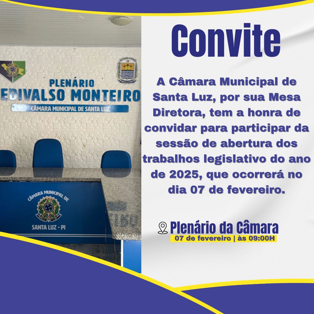 Convite da Sessão Solene de Abertura dos Trabalhos Legislativos de 2025