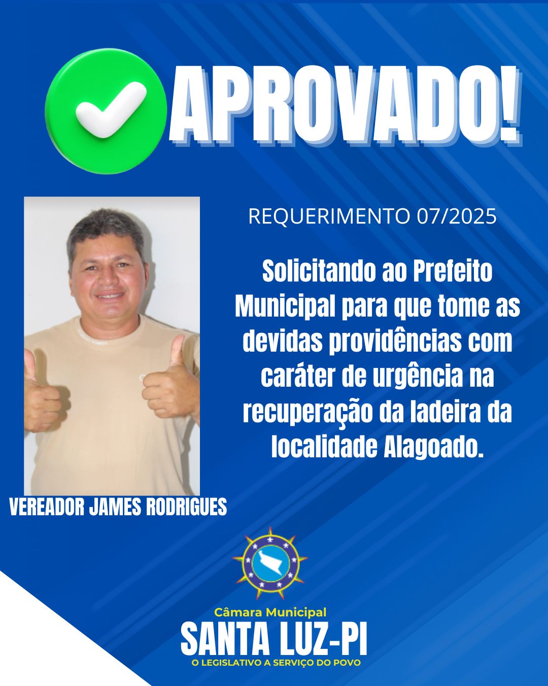 Câmara Municipal aprova Requerimento para recuperação emergencial da ladeira da comunidade Laranjeiras