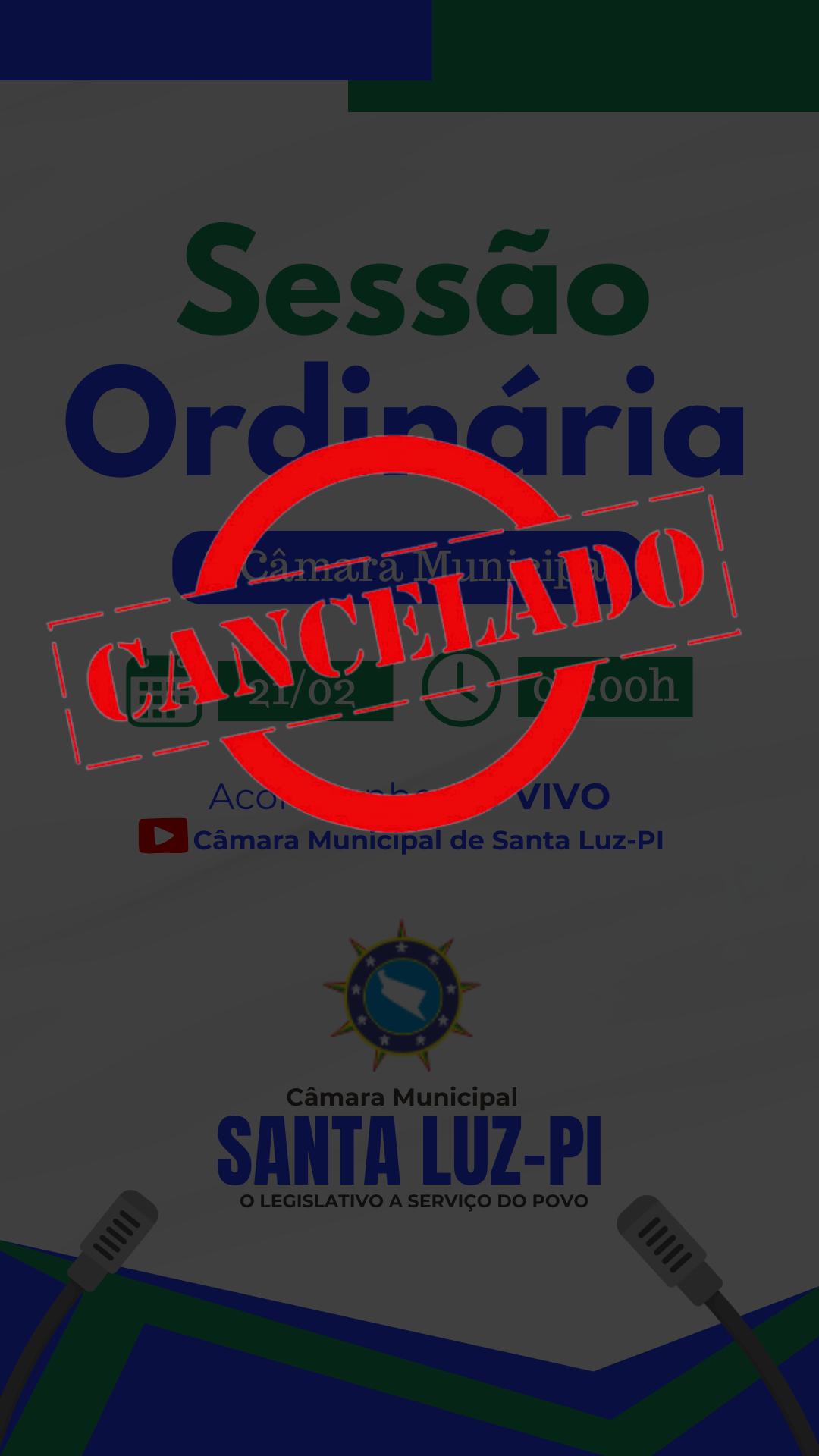 COMUNICADO DE CANCELAMENTO DE SESSÃO ORDINÁRIA
