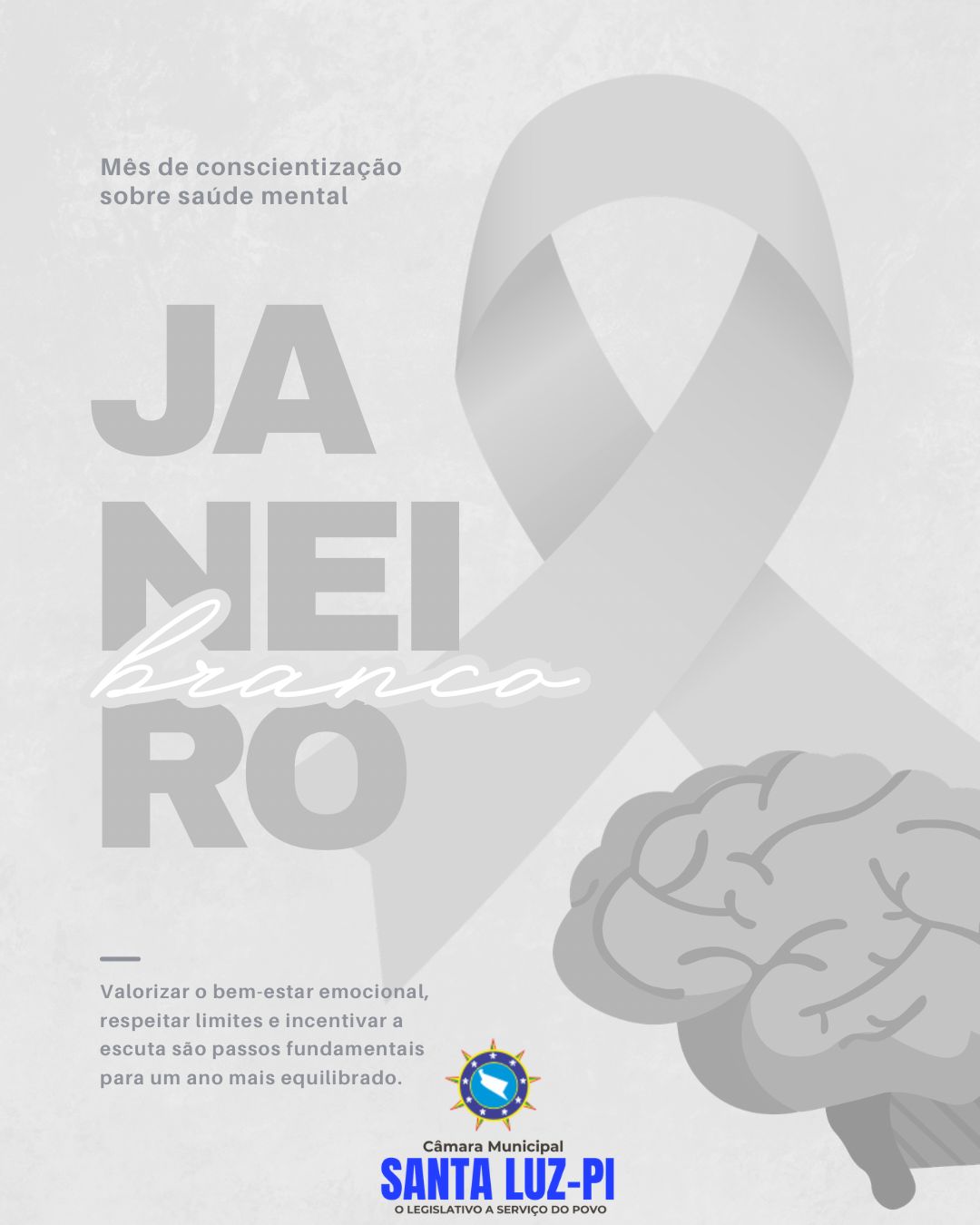 Janeiro Branco: Câmara de Vereadores reforça a importância do cuidado com a saúde mental