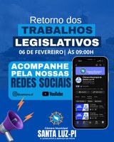 RETORNO DOS TRABALHOS LEGISLATIVOS